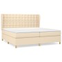 Cama box spring con colchón tela color crema 200x200 cm de , Camas y somieres - Ref: Foro24-3128874, Precio: 688,99 €, Descue...