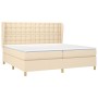 Cama box spring con colchón tela color crema 200x200 cm de , Camas y somieres - Ref: Foro24-3128874, Precio: 688,99 €, Descue...