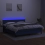 Box spring bed with mattress and LED blue fabric 160x200 cm by , Beds and slatted bases - Ref: Foro24-3133011, Price: 505,82 ...