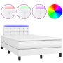 Cama box spring colchón y LED cuero sintético blanco 120x200 cm de , Camas y somieres - Ref: Foro24-3134214, Precio: 422,57 €...