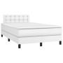 Cama box spring colchón y LED cuero sintético blanco 120x200 cm de , Camas y somieres - Ref: Foro24-3134214, Precio: 422,57 €...