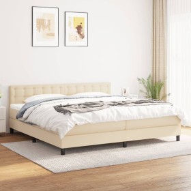 Box spring bed with cream fabric mattress 200x200 cm by , Beds and slatted bases - Ref: Foro24-3140406, Price: 575,99 €, Disc...