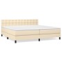 Cama box spring con colchón tela color crema 200x200 cm de , Camas y somieres - Ref: Foro24-3140406, Precio: 624,58 €, Descue...