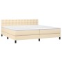 Cama box spring con colchón tela color crema 200x200 cm de , Camas y somieres - Ref: Foro24-3140406, Precio: 624,58 €, Descue...