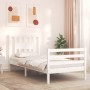 Estructura de cama con cabecero madera maciza blanco de , Camas y somieres - Ref: Foro24-3194537, Precio: 100,14 €, Descuento: %