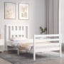 Estructura de cama con cabecero madera maciza blanco de , Camas y somieres - Ref: Foro24-3194537, Precio: 100,14 €, Descuento: %