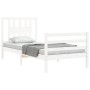 Estructura de cama con cabecero madera maciza blanco de , Camas y somieres - Ref: Foro24-3194537, Precio: 100,14 €, Descuento: %