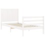 White solid wood bed frame with headboard by , Beds and slatted bases - Ref: Foro24-3194472, Price: 110,99 €, Discount: %