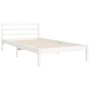 White solid wood bed frame with headboard by , Beds and slatted bases - Ref: Foro24-3194472, Price: 110,99 €, Discount: %