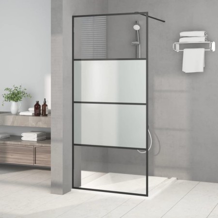 Black semi-frosted ESG glass shower screen 90x195 cm by , Shower walls and screens - Ref: Foro24-152126, Price: 151,81 €, Dis...