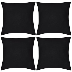 4 schwarze Kissenbezüge aus Baumwolle, 50 x 50 cm von vidaXL, Kissen - Ref: Foro24-130905, Preis: 25,99 €, Rabatt: %