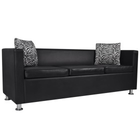 3 Seater Black Faux Leather Sofa by vidaXL, Sofas - Ref: Foro24-242208, Price: 318,25 €, Discount: %