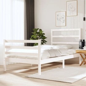 Solid white pine wood bed frame 90x190 cm by , Beds and slatted bases - Ref: Foro24-3104972, Price: 92,66 €, Discount: %