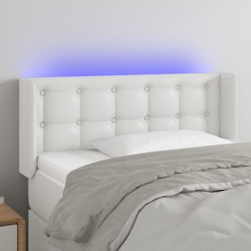 Cabecero con LED cuero sintético blanco 103x16x78/88 cm de , Cabeceros y pies de cama - Ref: Foro24-3123321, Precio: 55,99 €,...