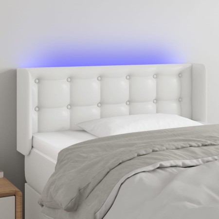 Cabecero con LED cuero sintético blanco 103x16x78/88 cm de , Cabeceros y pies de cama - Ref: Foro24-3123321, Precio: 55,77 €,...