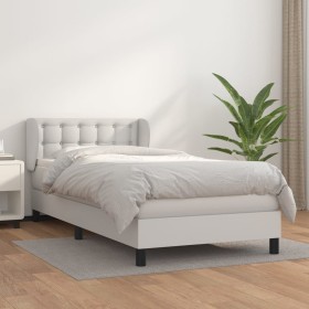 Box spring bed with white synthetic leather mattress 100x200 cm by , Beds and slatted bases - Ref: Foro24-3127296, Price: 352...