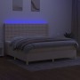 Cama box spring colchón y luces LED tela crema 200x200 cm de , Camas y somieres - Ref: Foro24-3139226, Precio: 694,99 €, Desc...