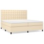 Cama box spring con colchón tela color crema 200x200 cm de , Camas y somieres - Ref: Foro24-3142126, Precio: 715,74 €, Descue...