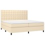 Cama box spring con colchón tela color crema 200x200 cm de , Camas y somieres - Ref: Foro24-3142126, Precio: 715,74 €, Descue...