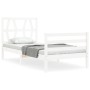 Estructura de cama con cabecero madera maciza blanco de , Camas y somieres - Ref: Foro24-3194342, Precio: 97,50 €, Descuento: %