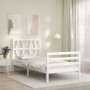 Estructura de cama con cabecero madera maciza blanco de , Camas y somieres - Ref: Foro24-3194342, Precio: 97,50 €, Descuento: %