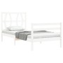 Estructura de cama con cabecero madera maciza blanco de , Camas y somieres - Ref: Foro24-3194342, Precio: 97,50 €, Descuento: %