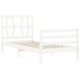 Estructura de cama con cabecero madera maciza blanco de , Camas y somieres - Ref: Foro24-3194342, Precio: 97,50 €, Descuento: %