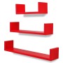 3 U-Shaped Floating Wall Display Shelves Red MDF by vidaXL, Shelves and shelves - Ref: Foro24-242176, Price: 68,79 €, Discoun...