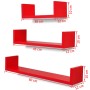 3 U-Shaped Floating Wall Display Shelves Red MDF by vidaXL, Shelves and shelves - Ref: Foro24-242176, Price: 68,79 €, Discoun...