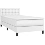 Box spring bed with mattress and LED white synthetic leather 100x200 cm by , Beds and slatted bases - Ref: Foro24-3134208, Pr...