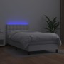 Box spring bed with mattress and LED white synthetic leather 100x200 cm by , Beds and slatted bases - Ref: Foro24-3134208, Pr...