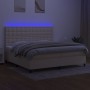 Box spring bed mattress and LED lights cream fabric 200x200 cm by , Beds and slatted bases - Ref: Foro24-3135226, Price: 714,...