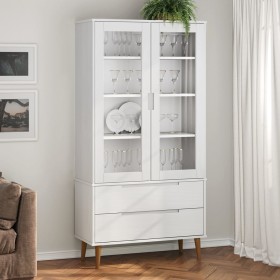 MOLD Vitrine aus massivem weißem Kiefernholz 90x35x175 cm von , Bücherregale und Regale - Ref: Foro24-350544, Preis: 308,07 €...