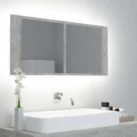 Bathroom mirror cabinet LED light acrylic concrete gray 100x12x45 cm by , bathroom vanities - Ref: Foro24-804984, Price: 62,5...