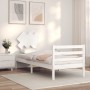 White solid wood bed frame with headboard by , Beds and slatted bases - Ref: Foro24-3195252, Price: 94,45 €, Discount: %