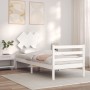 White solid wood bed frame with headboard by , Beds and slatted bases - Ref: Foro24-3195252, Price: 94,45 €, Discount: %