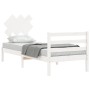 White solid wood bed frame with headboard by , Beds and slatted bases - Ref: Foro24-3195252, Price: 94,45 €, Discount: %