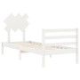 White solid wood bed frame with headboard by , Beds and slatted bases - Ref: Foro24-3195252, Price: 94,45 €, Discount: %