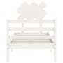 White solid wood bed frame with headboard by , Beds and slatted bases - Ref: Foro24-3195252, Price: 94,45 €, Discount: %