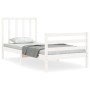 White solid wood bed frame with headboard by , Beds and slatted bases - Ref: Foro24-3193757, Price: 97,18 €, Discount: %