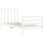 White solid wood bed frame with headboard by , Beds and slatted bases - Ref: Foro24-3193757, Price: 97,18 €, Discount: %