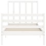 White solid wood bed frame with headboard by , Beds and slatted bases - Ref: Foro24-3193757, Price: 97,18 €, Discount: %