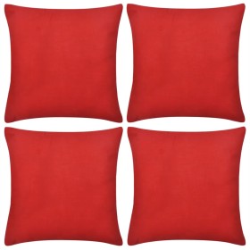 4 fundas para cojines roja de algodón 80x80 cm de vidaXL, Cojines - Ref: Foro24-130918, Precio: 22,20 €, Descuento: %