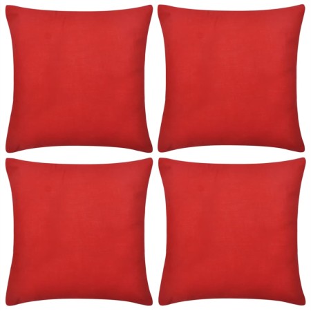 4 fundas para cojines roja de algodón 80x80 cm de vidaXL, Cojines - Ref: Foro24-130918, Precio: 22,20 €, Descuento: %