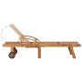 Teak solid wood sun lounger with table and cushion. by , Loungers - Ref: Foro24-3063032, Price: 308,99 €, Discount: %