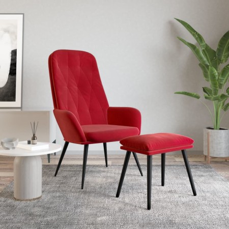 Relaxation armchair with red velvet stool by , Armchairs - Ref: Foro24-3097624, Price: 143,99 €, Discount: %