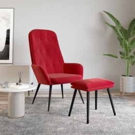 Sillón de relax con taburete terciopelo rojo tinto de , Sillones - Ref: Foro24-3097624, Precio: 143,99 €, Descuento: %