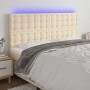 Headboard with LED lights cream fabric 200x5x118/128 cm by , Headboards and footboards - Ref: Foro24-3122885, Price: 143,84 €...