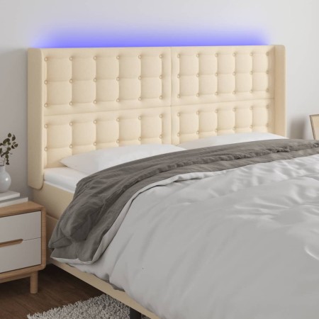 Cabecero con LED de tela color crema 203x16x118/128 cm de , Cabeceros y pies de cama - Ref: Foro24-3124509, Precio: 152,93 €,...