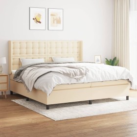 Cama box spring con colchón tela color crema 200x200 cm de , Camas y somieres - Ref: Foro24-3131782, Precio: 697,99 €, Descue...